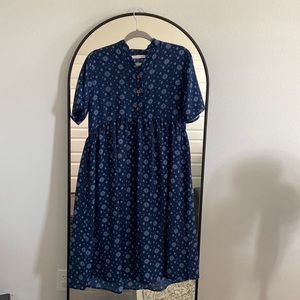 Navy Print Dress - Nursing Friendly